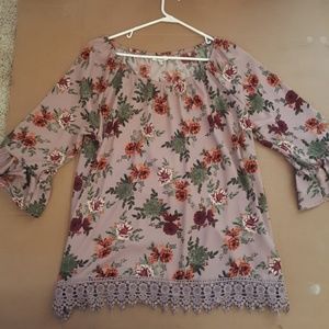 Off the shoulder floral shirt